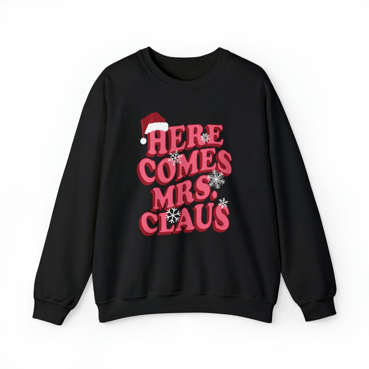 Here Comes Mrs Claus Sweatshirt, Christmas Crewneck, Mrs Claus Crewneck, Ugly Sweater Party, Christmas Sweatshirt, Gildan 18000