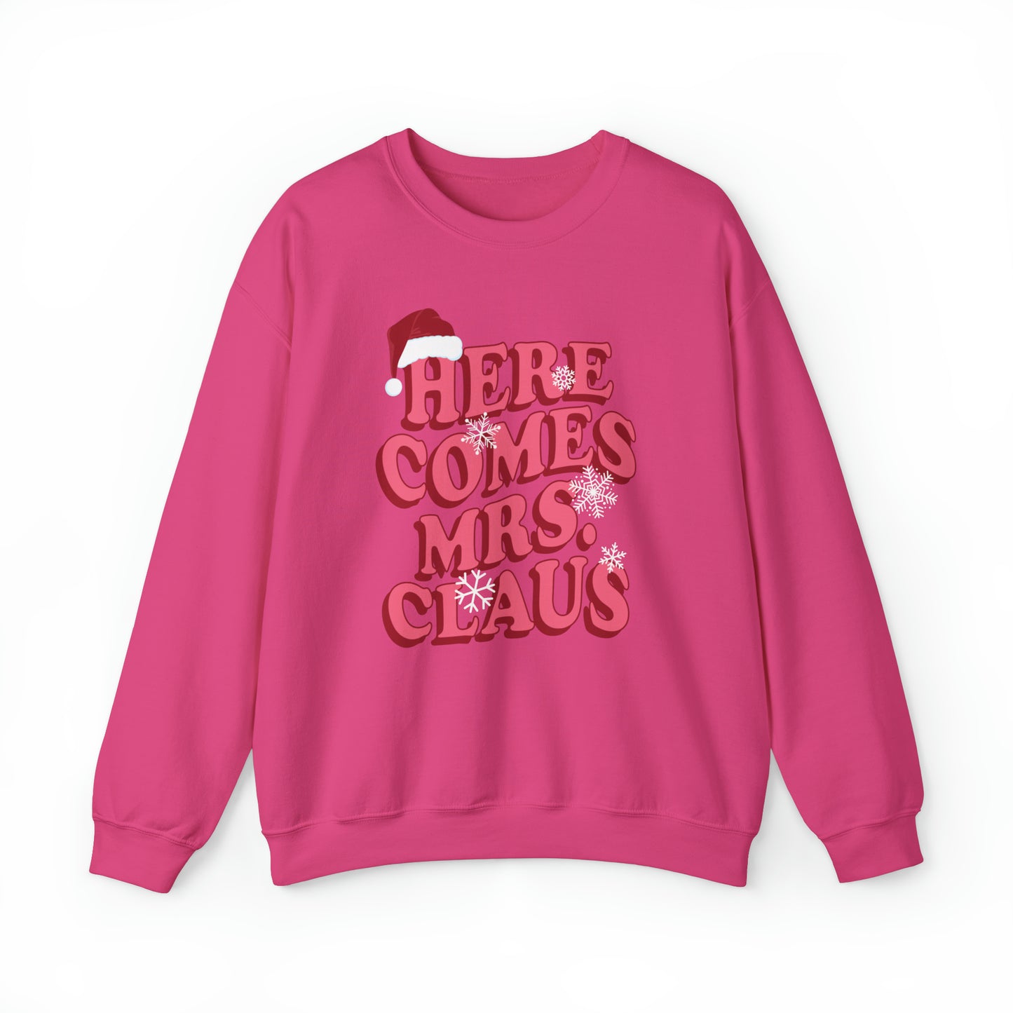 Here Comes Mrs Claus Sweatshirt, Christmas Crewneck, Mrs Claus Crewneck, Ugly Sweater Party, Christmas Sweatshirt, Gildan 18000