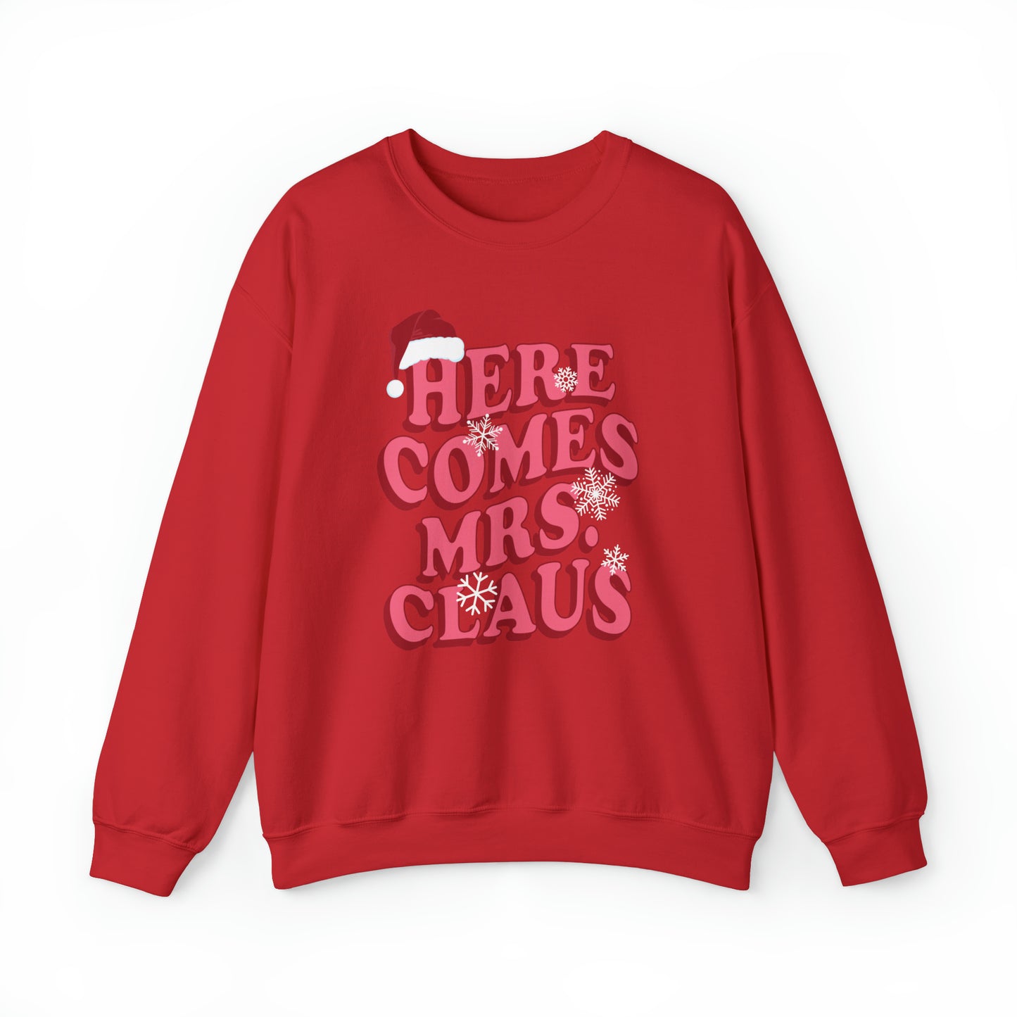 Here Comes Mrs Claus Sweatshirt, Christmas Crewneck, Mrs Claus Crewneck, Ugly Sweater Party, Christmas Sweatshirt, Gildan 18000