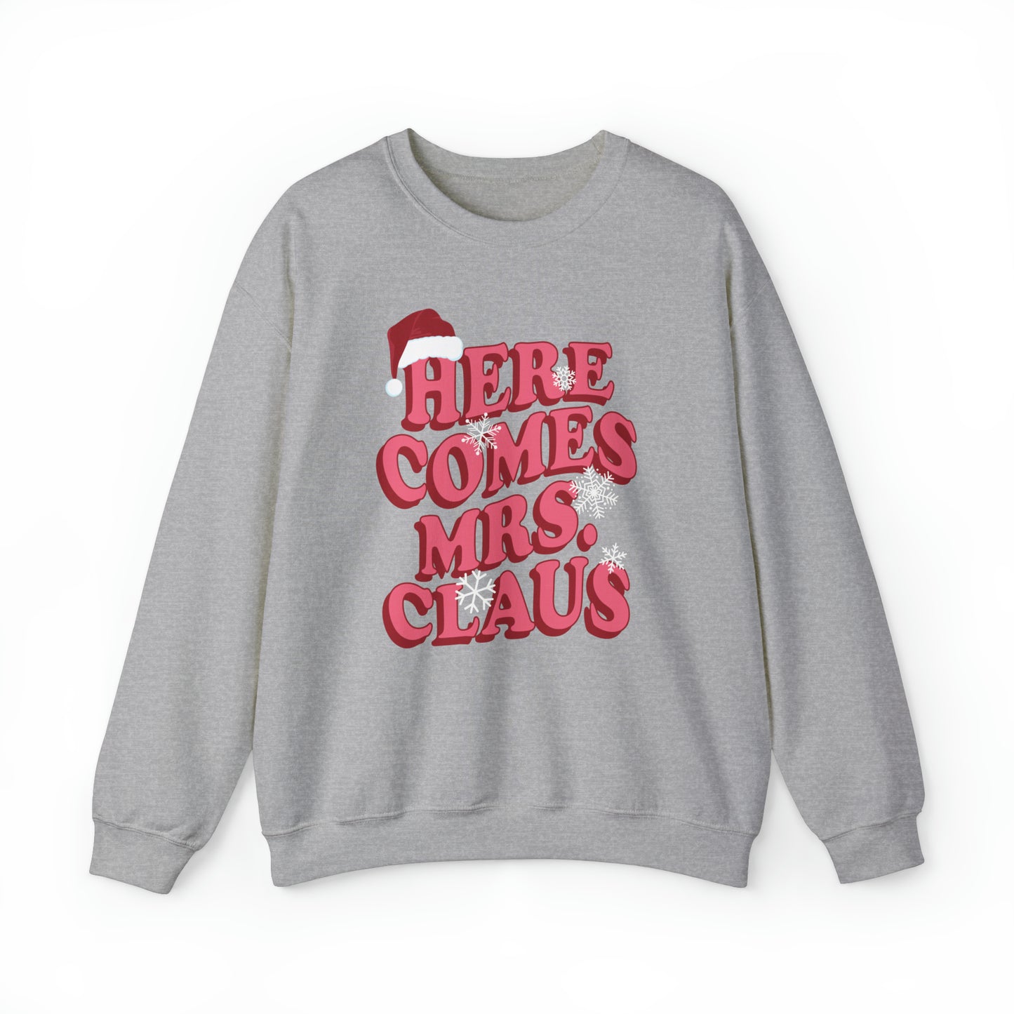 Here Comes Mrs Claus Sweatshirt, Christmas Crewneck, Mrs Claus Crewneck, Ugly Sweater Party, Christmas Sweatshirt, Gildan 18000