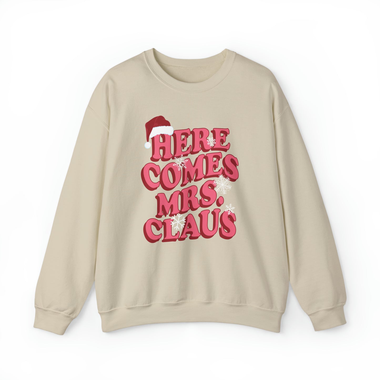 Here Comes Mrs Claus Sweatshirt, Christmas Crewneck, Mrs Claus Crewneck, Ugly Sweater Party, Christmas Sweatshirt, Gildan 18000