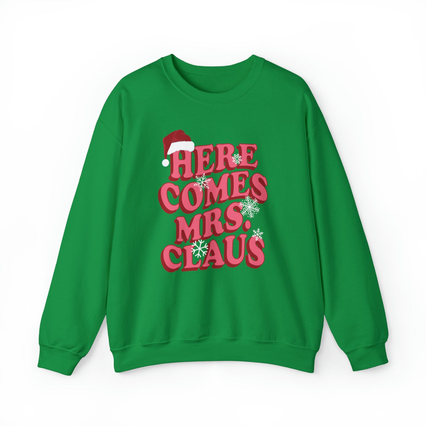 Here Comes Mrs Claus Sweatshirt, Christmas Crewneck, Mrs Claus Crewneck, Ugly Sweater Party, Christmas Sweatshirt, Gildan 18000